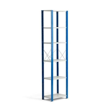 Policový kovový regál MIX, základná sekcia, 2500x600x600 mm, modrá, šedá obrázok