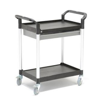 Policový manipulačný vozík MOVE, 3 police, 1 zásuvka, 850x480x950 mm obrázok