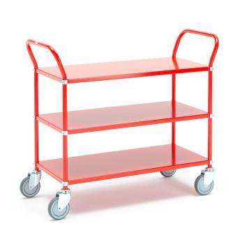 Policový manipulačný vozík TRANSIT, 3 police, 900x440 mm, červený obrázok
