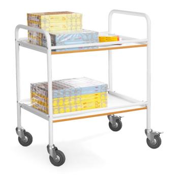 Policový manipulačný vozík TUBE, 2 police, nosnosť 100 kg, 750x500 mm obrázok