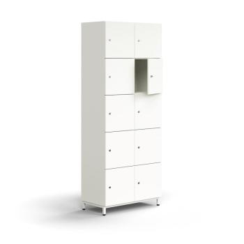 Priehradková skrinka QBUS, 10 priehradiek, na nožičkách, 2020x800x420 mm, biela obrázok