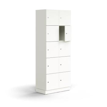 Priehradková skrinka QBUS, 10 priehradiek, so soklom, 2020x800x420 mm, biela obrázok