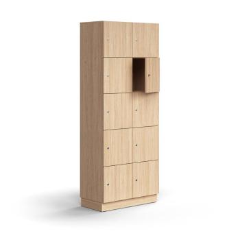 Priehradková skrinka QBUS, 10 priehradiek, so soklom, 2020x800x420 mm, dub obrázok
