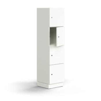 Priehradková skrinka QBUS, 4 priehradky, so soklom, 1636x400x420 mm, biela obrázok