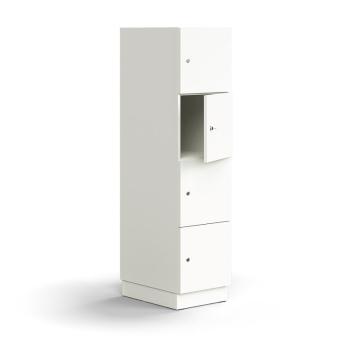 Priehradková skrinka QBUS, 4 priehradky, so soklom, 1636x400x570 mm, biela obrázok