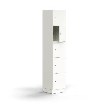 Priehradková skrinka QBUS, 5 priehradiek, so soklom, 2020x400x420 mm, biela obrázok