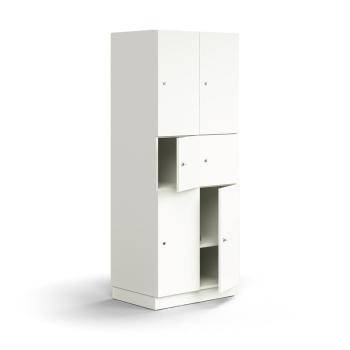 Priehradková skrinka QBUS, 6 priehradiek, so soklom, 2020x800x570 mm, biela obrázok