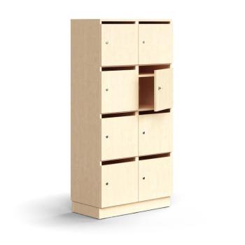 Priehradková skrinka QBUS, 8 priehradiek, so soklom, 1636x800x420 mm, breza obrázok