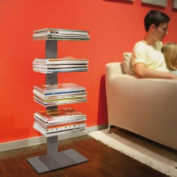 Radius design cologne Knihovna na časopisy 4 poličky RADIUS DESIGN (BOOKSBAUM MAGAZINE STAND SMALL silver 738C) strieborna obrázok