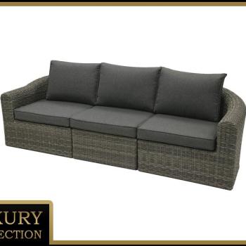 Ratanová lavica pre 3 osoby BORNEO LUXURY (sivá) obrázok