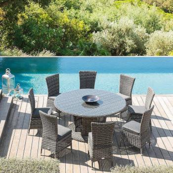 Ratanová zostava jedálenská BORNEO LUXURY 1+8 (sivá) obrázok
