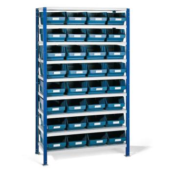Regál MIX s 32 modrými plastovými boxami REACH, 1740x1000x400 mm obrázok