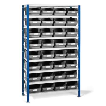 Regál MIX s 32 šedými plastovými boxami REACH, 1740x1000x400 mm obrázok
