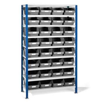 Regál MIX s 32 šedými plastovými boxami REACH, 1740x1000x500 mm obrázok