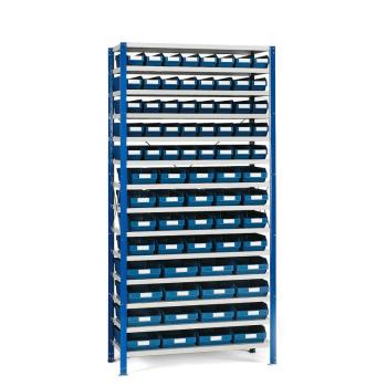 Regál MIX s 76 modrými plastovými boxami REACH, 2100x1000x300 mm obrázok