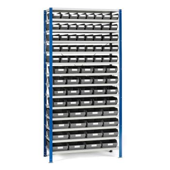 Regál MIX s 76 šedými plastovými boxami REACH, 2100x1000x500 mm obrázok