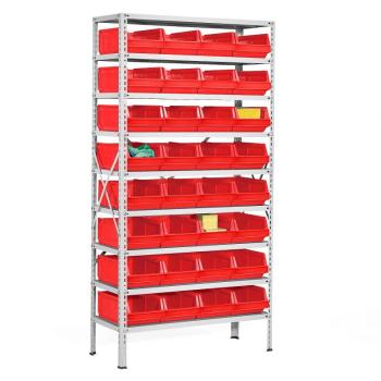 Regál plastové boxy Power, 32 červených boxov, 1970x1000x400 mm obrázok