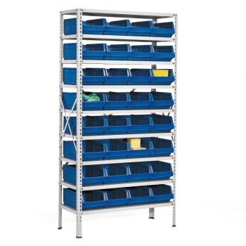 Regál plastové boxy Power, 32 modrých boxov, 1970x1000x400 mm obrázok