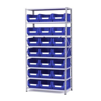 Regál POWER s 21 modrými plastovými boxami APART, 1970x1000x500 mm obrázok