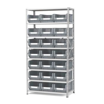 Regál POWER s 21 šedými plastovými boxami APART, 1970x1000x500 mm obrázok