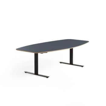 Rokovací stôl AUDREY, 2400x1200 mm, čierny rám, pastelová modrá doska obrázok