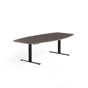 Rokovací stôl AUDREY, 2400x1200 mm, čierny rám, šedohnedá doska obrázok