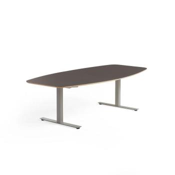 Rokovací stôl AUDREY, 2400x1200 mm, strieborný rám, šedohnedá doska obrázok