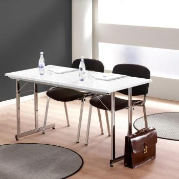 Rokovací stôl Claire, 1400x700 mm, biely laminát/chróm obrázok