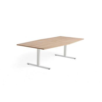 Rokovací stôl MODULUS, 2400x1200 mm, T-rám, biela, dub obrázok