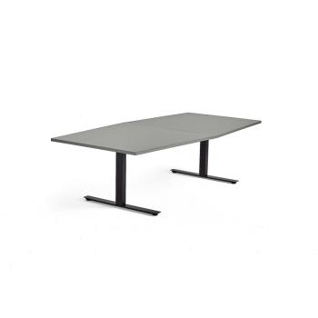 Rokovací stôl MODULUS, 2400x1200 mm, T-rám, čierna, svetlošedá obrázok