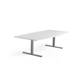 Rokovací stôl MODULUS, 2400x1200 mm, T-rám, strieborná, biela obrázok