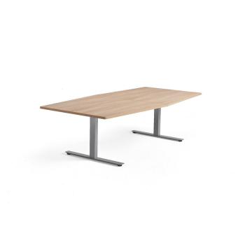 Rokovací stôl MODULUS, 2400x1200 mm, T-rám, strieborná, dub obrázok