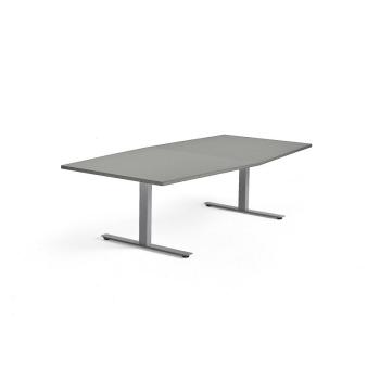 Rokovací stôl MODULUS, 2400x1200 mm, T-rám, strieborná, svetlošedá obrázok