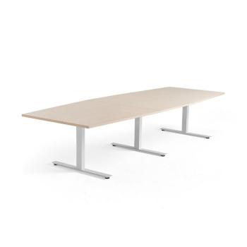 Rokovací stôl MODULUS, 3200x1200 mm, T-rám, biela, breza obrázok