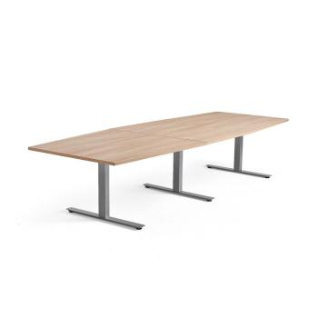 Rokovací stôl MODULUS, 3200x1200 mm, T-rám, strieborná, dub obrázok