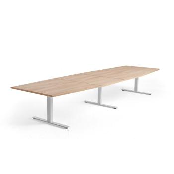 Rokovací stôl MODULUS, 4000x1200 mm, T-rám, biela, dub obrázok