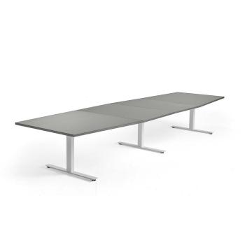 Rokovací stôl MODULUS, 4000x1200 mm, T-rám, biela, svetlošedá obrázok
