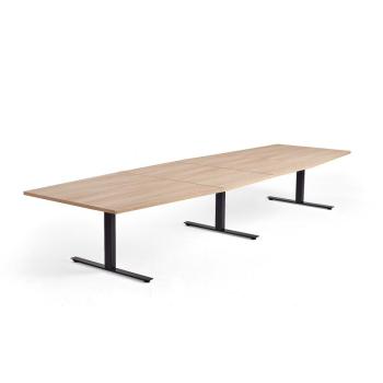 Rokovací stôl MODULUS, 4000x1200 mm, T-rám, čierna, dub obrázok