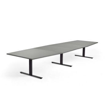 Rokovací stôl MODULUS, 4000x1200 mm, T-rám, čierna, svetlošedá obrázok