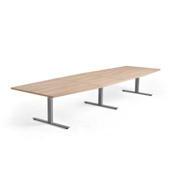 Rokovací stôl MODULUS, 4000x1200 mm, T-rám, strieborná, dub obrázok