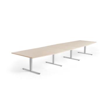 Rokovací stôl MODULUS, 4800x1200 mm, T-rám, biela, breza obrázok