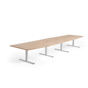 Rokovací stôl MODULUS, 4800x1200 mm, T-rám, biela, dub obrázok