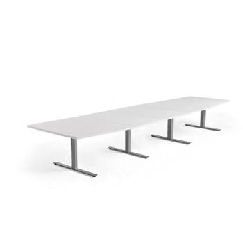 Rokovací stôl MODULUS, 4800x1200 mm, T-rám, strieborná, biela obrázok