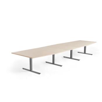 Rokovací stôl MODULUS, 4800x1200 mm, T-rám, strieborná, breza obrázok
