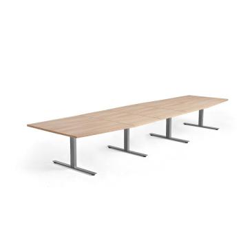 Rokovací stôl MODULUS, 4800x1200 mm, T-rám, strieborná, dub obrázok