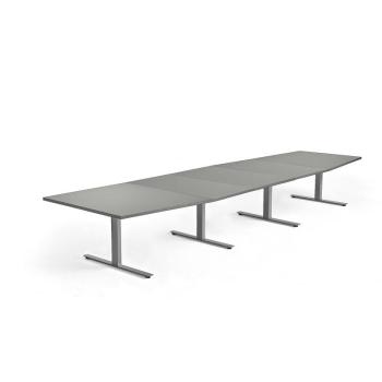 Rokovací stôl MODULUS, 4800x1200 mm, T-rám, strieborná, svetlošedá obrázok