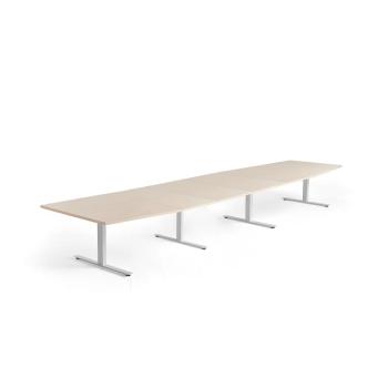 Rokovací stôl MODULUS, 5600x1200 mm, T-rám, biela, breza obrázok