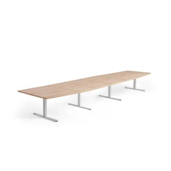 Rokovací stôl MODULUS, 5600x1200 mm, T-rám, biela, dub obrázok