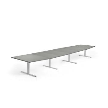 Rokovací stôl MODULUS, 5600x1200 mm, T-rám, biela, svetlošedá obrázok