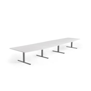 Rokovací stôl MODULUS, 5600x1200 mm, T-rám, strieborná, biela obrázok